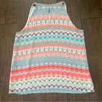 St. Tropez Lightweight Sleeveless  West Orange and Blue Pattern Blouse szMedium Photo 4