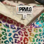 PRVLG Threads of Privilege Neon Rainbow Leopard 100% Cashmere Hoodie Photo 2
