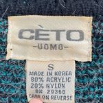 Vintage CÈTO Uomo Colorblock Mosaic Chevron Print Cardigan Sweater Size S Multiple Photo 11