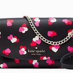 Kate Spade NWT Carson Flutter Hearts Printed Black Red Pink Chain Crossbody Bag Photo 1