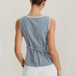 Rihoas Blue Plaid Boat Neck Tank Top Size 6 Photo 3