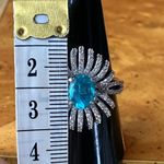 Natural Blue Apatite Sterling Silver Cocktail Ring Size 9 Photo 6