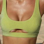 BERLOOK Light Green Lurex Cut Out Bikini Top ONLY 14 Size L Photo 0