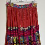 Vintage Lotus Tiered Ribbon Maxi Skirt Floral Boho Festival Peasant Patchwork Pink Size L Photo 4
