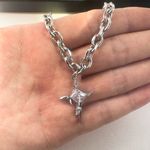 CZ Star Pendant Necklace for Men Women Streetwear Punk Hip Hop Unisex Style Silver Photo 3