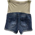 Bella Vita  Denim Blue Jean Full Belly Band 3 Pocket Maternity Shorts Medium Photo 3
