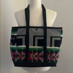 Justin Kraft Wool/Nylon Geometric/ Aztec Print Tote Bag Black Photo 4