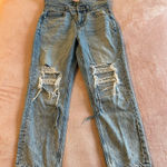 American Eagle high rise mom jeans size 6 short light wash distressed straight Photo 0