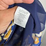 CAbi  Lydia floral‎ blouse blue yellow women’s size small Photo 5