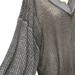 Free People  We The Free South Side Thermal Top Black Waffle Knit Oversized XS Photo 8