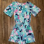 Lilly Pulitzer Britton Romper in Lookin Sharp Blue Green Pink Colorful - XXS Photo 2