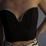 ZARA Black Embellished Bustier Corset Crop Top Bloggers Favorite Size Large Photo 0
