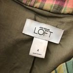 Loft Ann Taylor Womens Blazer Jacket Patchwork 3/4 Sleeve Button Front Yellow 4 Photo 2