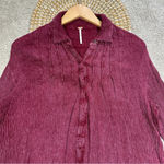Free People Crinkle Spin Me Tunic Shirt Dress Longsleeve Button Front in Red XS Photo 6