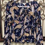 Lucky Brand  long sleeve tie vneck paisley top Photo 0