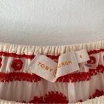 Tory Burch Cream Silk Embroidered Mirror Sequin Off Shoulder Blouse size 6 Photo 8