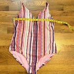 Raisin's  Curve Women 16 W Pink Striped v-neck Adjustable Strap One Piece Swimsuit Photo 1