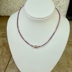 Hand Crafted Pearl Focal Beaded Purple Glossy Seed Beads Necklace Photo 1