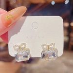 Women’s Clear Crystal Bow Stud Earrings White Photo 0