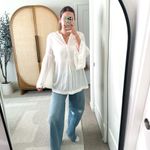 Free People Easy Girl White Bell Sleeve Tunic Top Photo 12