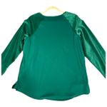Quacker Factory Shirt Large Green Velour Sleeve Baseball Top QVC Comfy Stretchy Photo 10