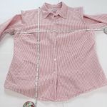 LL Bean Pink Stripe 3/4 Sleeve Button Up Cotton Seersucker Shirt Size MEDIUM Photo 5