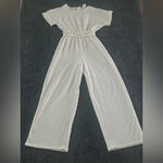 ZARA  Textured Cream Jumpsuit Elastic Waist Wide Leg (Fits XS/S) (13-14 girls) Photo 1
