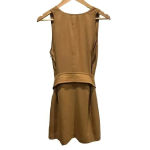 Joie  Puck Tie Waist Lined Keyhole Crepe Mini Dress in Oak‎ Size S Photo 3