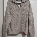 Naadam BeigeWool Cashmere Open Back Cable Quarter Zip Sweater NWT Photo 5