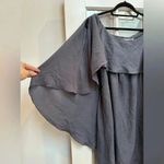 Susana Monaco  Smokey Blue Silk Cold Shoulder Draped Dress Size 4 NWT Photo 2