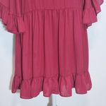 CARAMELA Red Ruffle Trim Mini Dress Size Small Oversized Red Mini Dress Photo 2