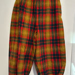 Vintage 1950s Abby Michael Ltd Red Yellow Green Tartan plaid wool golf pants. Size XS Photo 0