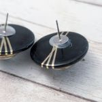 Vintage Stud Earrings For Pierced Ears Large Statement Retro Black Photo 6