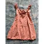 Altar'd State Terra Cotta Peach Pink Linen Blend Cutout Ruched Mini Dress Medium Photo 1