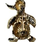 Vintage Gold Tone Penguin Red Rhinestone Eye Scatter Brooch Pin 1.25" Small Photo 1