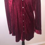Foxcroft NWT  dark red velvet plush stretchy button down long sleeve shirt Photo 2