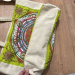 ECHO | Large Boho Trippy Clock Canvas Tote Bag Green Photo 5