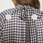 Birgitte Herskind Houndstooth Longsleeve Midi Dress Blue Size 12 Photo 2