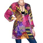 Creations Retro Colorful Abstract Sheer Tunic Swim Cover Blouse Photo 0