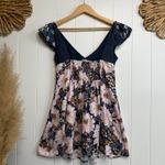 Free People  mini dress floral babydoll lace smocked XS spring summer Photo 3