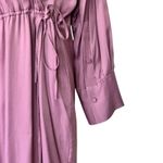 ZARA NWT  XS Satin Effect Wrap Dress Pale Pink Midi Long Sleeve Photo 7