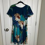 Anthropologie  Corey Lynn Calter‎ floral pleated teal fit n flare dress size 6 Photo 2