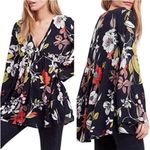 Free People Bella Floral Tunic Top Mini Dress Black Yellow Red White Size Small Photo 2