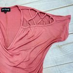 Inner Beauty Mauve Short Dolman Sleeve Single Shoulder Cutout Shirred Hem Top Size L Photo 6