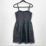 Shoshanna  Silk Chelsea Organza Ribbon Stripe Fit And Flare Black Mini Dress 6 Photo 4