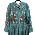 Tucker Floral Teal Long Sleeve Plus Size Midi Dress Green Photo 3