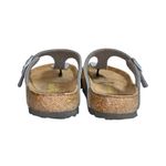 Birkenstock Gizeh Silver Birko-Flor Faux Vegan Leather Slip-On Thong Sandals Photo 5