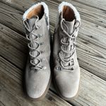 Lucky Brand Demia Lace Up Hiker Booties Woman's 9.5 Dune Oiled Suede Faux Collar Photo 1