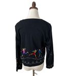 Michael Simon Lite Ice Skater Cardigan Size Small Vintage Sweater‎ Wearable Art Black Photo 2