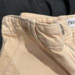 ZARA NWOT creamy beige High Rise cargo jeans pants large pockets small s Photo 2